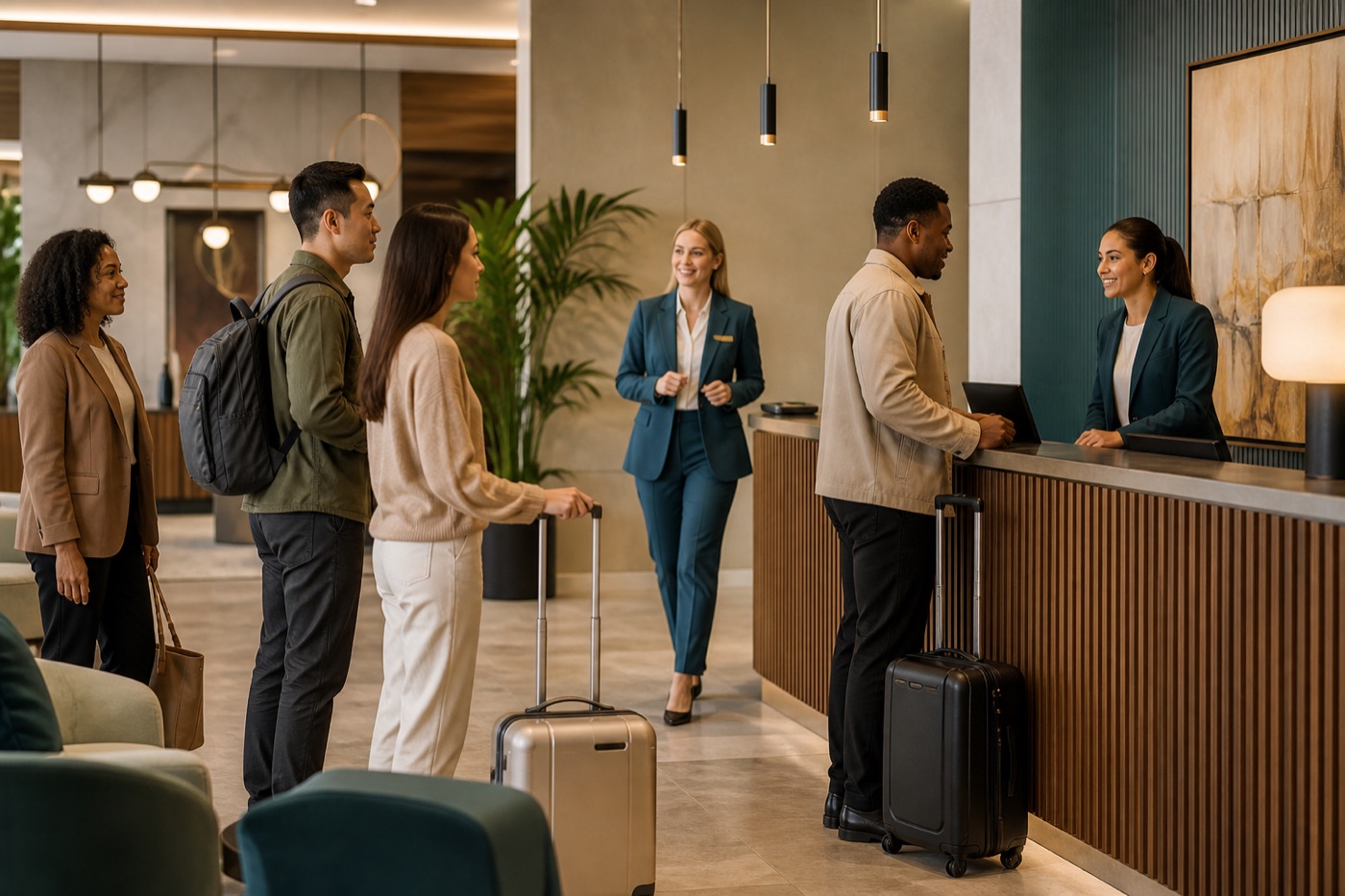 Additional staff responding to a service counter queue